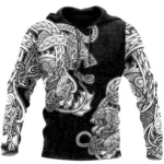 wikinger hoodie torvald mit mythischen wikingermotiven und runen schwarz weiss