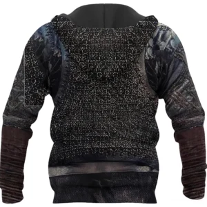 Detailsicht des 3D Drucks Wikinger Hoodie mit Valknut