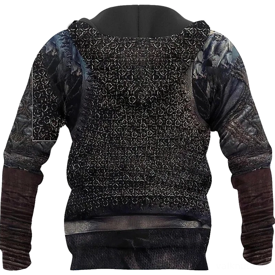 Detailsicht des 3D Drucks Wikinger Hoodie mit Valknut