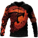 Wikinger Hoodie Varg mit mystischem orange-schwarzem Wikinger Design