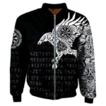 Wikinger Jacke Eigil mit Odins Raben und Vegvísir Symbolen