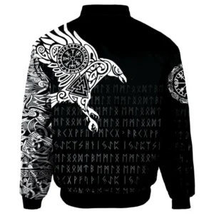 Schwarze Wikinger Jacke Eigil mit Runen und Ornamenten, Rückansicht