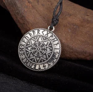 Wikinger kette mit Aegishjalmur Helm der Angst Runen Anhänger, Wikinger Halskette als Talisman