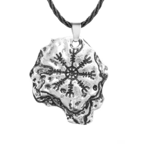 Wikinger Kette mit Aegishjalmur Helm of Awe Anhänger aus Edelstahl