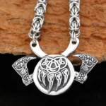 Wikinger Kette mit Berserker Axt und Bärenklauen Anhänger aus Edelstahl