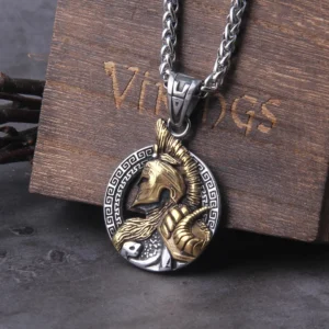 Wikinger kette mit krieger helm anhaenger silber variante
