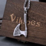 wikinger kette mit axt anhaenger aus edelstahl, wikinger halskette für männer
