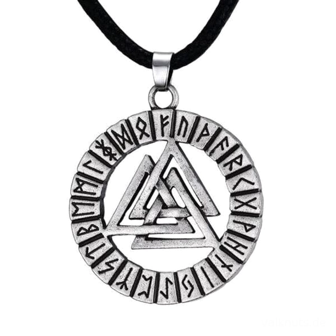 wikinger kette mit valknut anhaenger und nordischen runen antik silber edelstahl