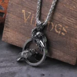 wikinger kette mit odins raben huginn und muninn aus edelstahl