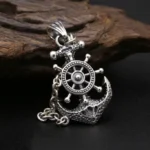 Wikinger kette mit silbernem rudder anker anhaenger fuer wikinger fans