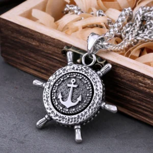 Wikinger Kette mit Nordisches Steuerruder und Anker Anhänger