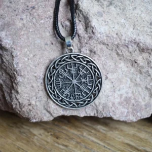 Wikinger Kette Vegvisir mit Knoten - Nordischer Kompass Anhänger