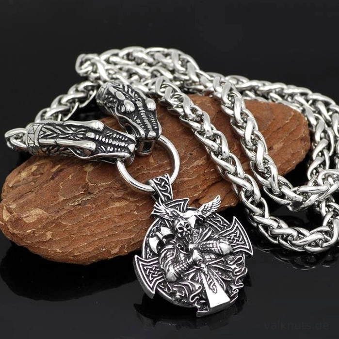 wikinger kette mit drachenköpfen und berserker anhänger für wikinger liebhaber