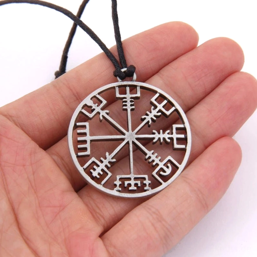 Wikinger Halskette Vegvisir Amulett Anhänger nordische Skandinavische Kultur