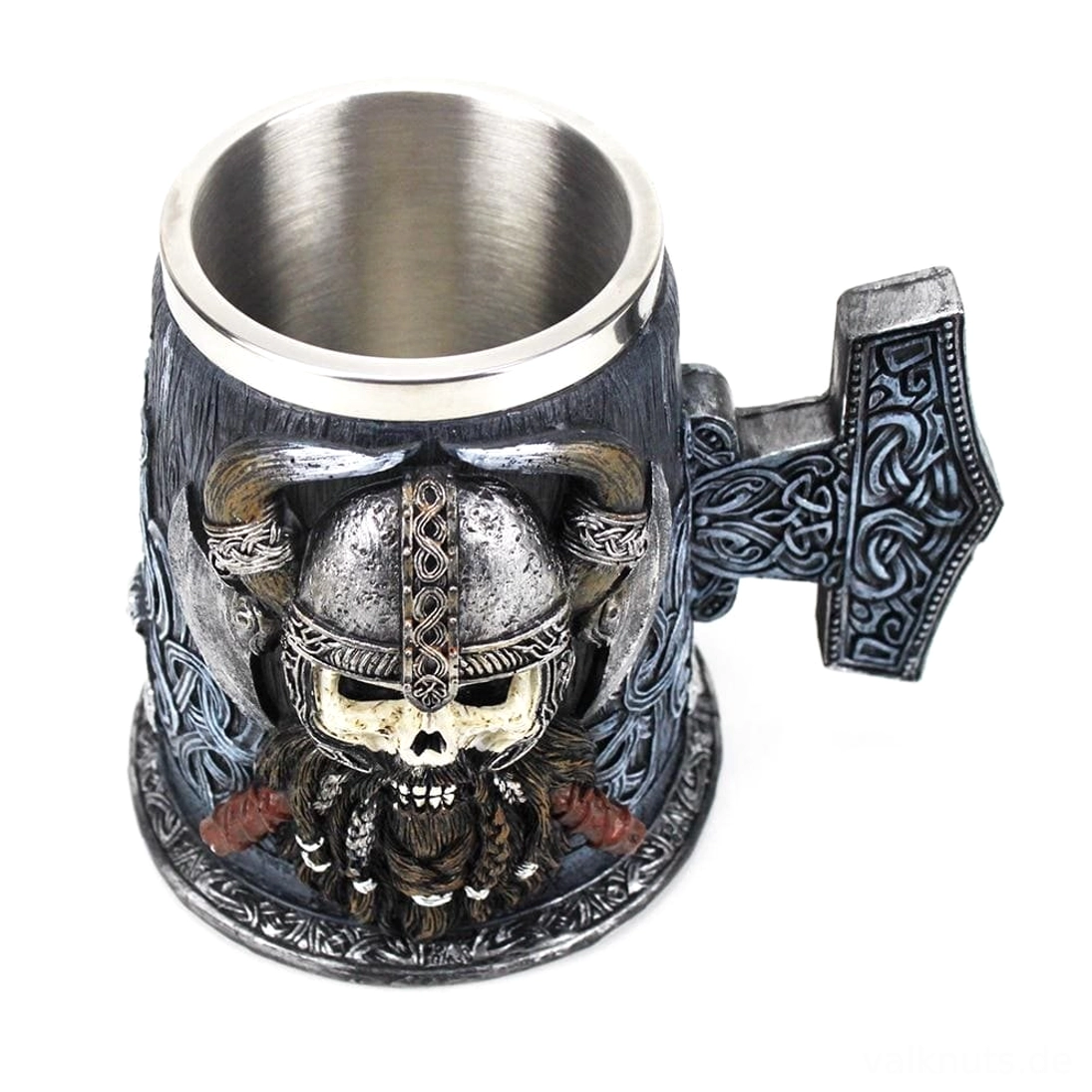 Wikinger Mjolnir Becher mit Edelstahl Einsatz als Deko und Trinkgefäß