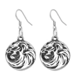 Wikinger Ohrringe mit Fenrir Wolf Motiv, antik silber, nordischer Schmuck mit Runen