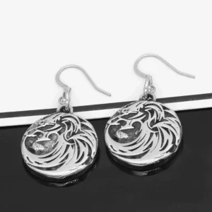 Paar Wikinger Ohrringe mit Fenrir und Runen, inklusive Geschenktüte für Wikinger Schmuck