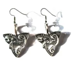 Wikinger Ohrringe mit Freya's Katzen und Triquetra Knoten, Antik Silber