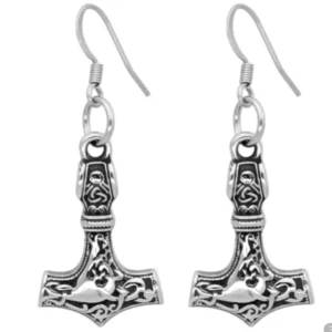 Wikinger Ohrringe Mjolnir Thor Hammer kleine Variante mit edler Gravur