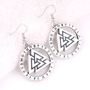 Wikinger Ohrringe mit Valknut und Runen als Unisex Wikinger Schmuck