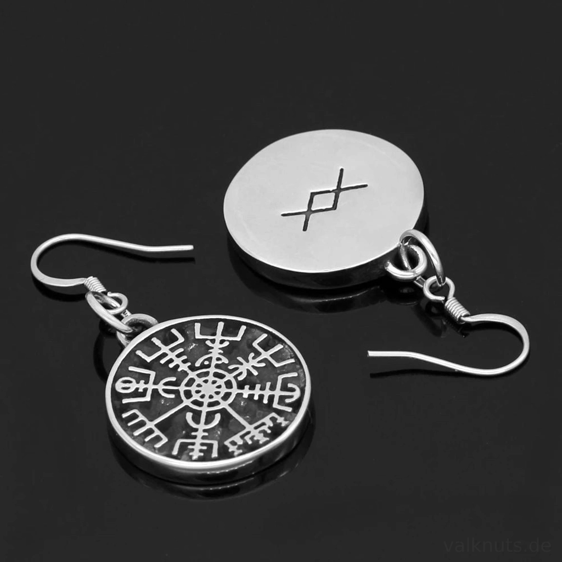 Wikinger Ohrringe Vegvisir in Geschenktüte, nordisches Runensymbol Schmuck