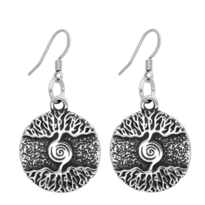 Wikinger Ohrringe Yggdrasil Weltbaum aus Metall, nordische Mythologie Schmuck