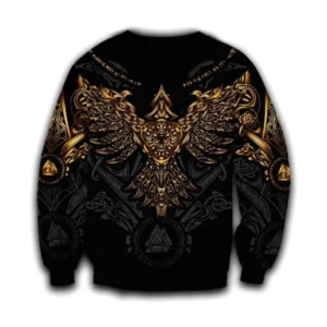 Wikinger Pullover Baldr Detailansicht der Runen und Odins Raben 3D Druck