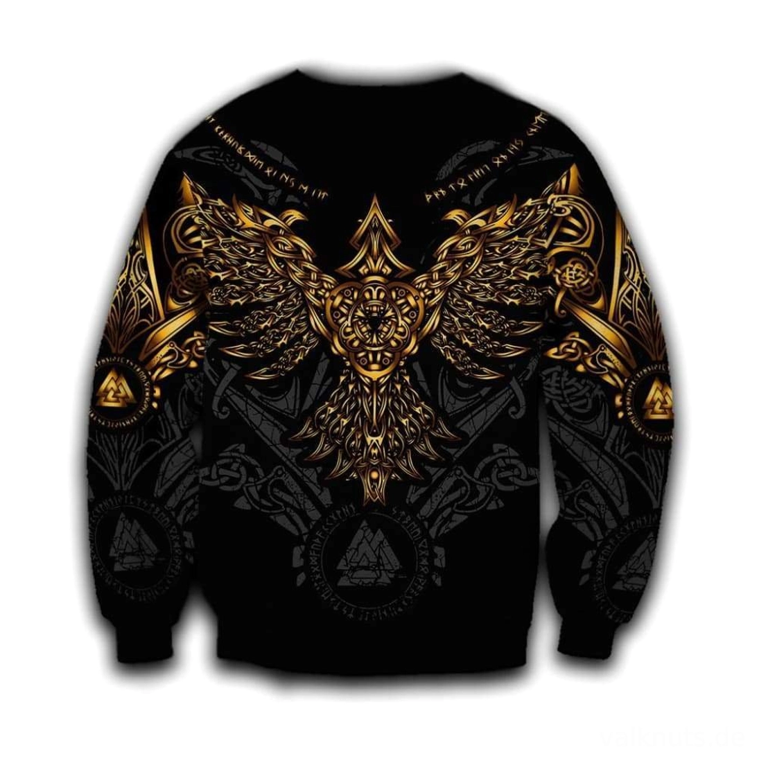 Wikinger Pullover Baldr Detailansicht der Runen und Odins Raben 3D Druck