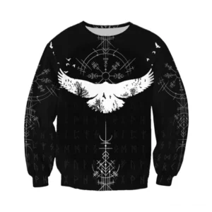 Wikinger Pullover Isrod mit Huginn und Muninn Raben Design