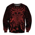 Wikinger Pullover Ivar mit authentischen nordischen Symbolen wie Weltenbaum und Runen auf schwarzem Grund