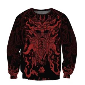Wikinger Pullover Ivar mit authentischen nordischen Symbolen wie Weltenbaum und Runen auf schwarzem Grund