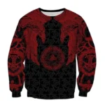 Wikinger Pullover Olvir mit Huginn Muninn Raben Design auf schwarzem Grund