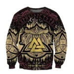 Wikinger Pullover Osvaldr mit Valknut, Odin Raben und Wikinger Runen - Schwarzer Wikinger Sweatshirt