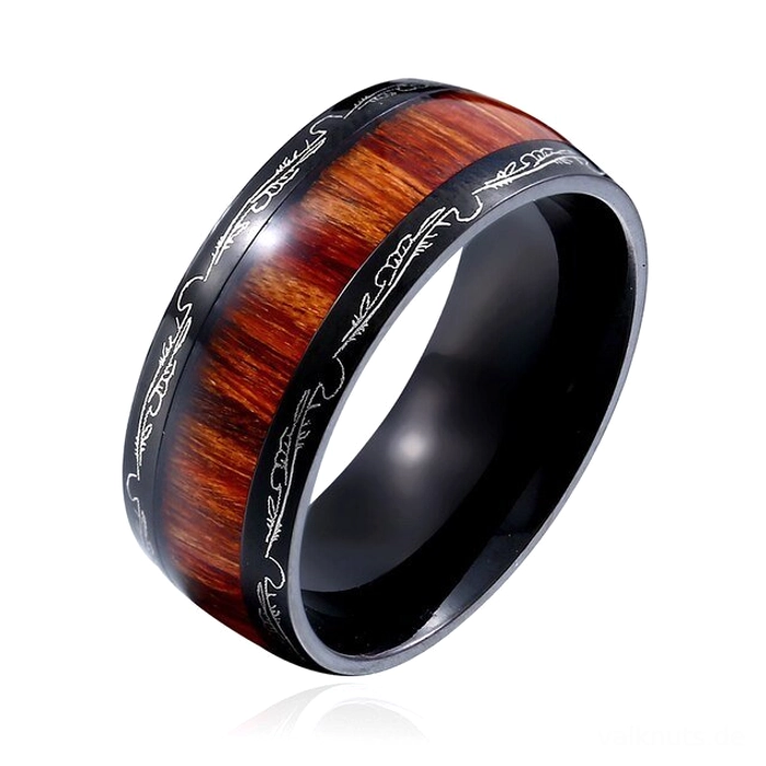 Wikinger Ring am Finger getragen Wikinger Ring Trelleborg mit Holzeinlage