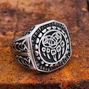 Wikinger Ring Bärenklaue für Herren, Vintage Wikinger Schmuck mit Bärenkraft Symbol