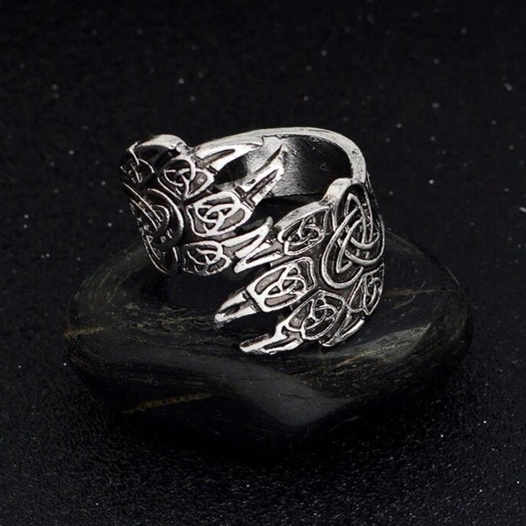 Wikinger Ring Bärenkralle aus Edelstahl, nordisches Berserker Schmuckstück