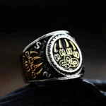 Wikinger Ring Bärentatze mit Goldakzenten aus italienischer Bronze
