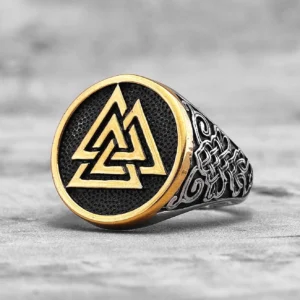 Wikinger Ring aus Edelstahl mit Valknut Odin Symbol für Männer