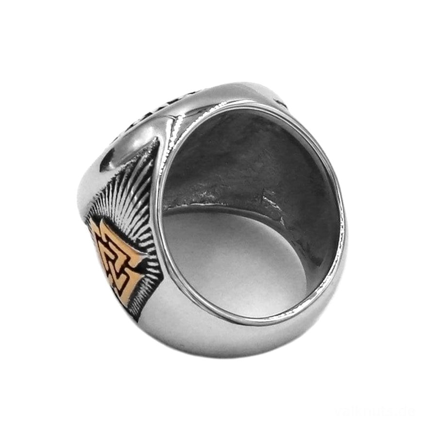 Wikinger Ring Gold Trimmed Valknut Odin Schmuck