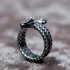 Wikinger Ring Jormungandr - gewundene Midgardschlange Detailansicht