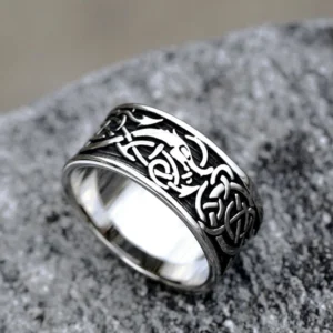 Wikinger Ring Jormungandr aus Edelstahl mit keltischem Knoten Design
