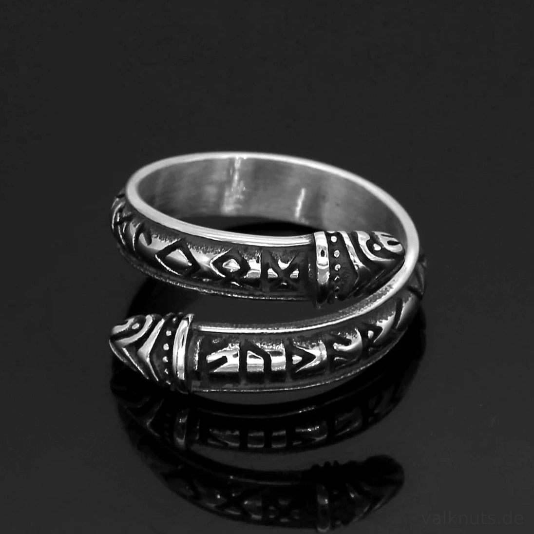 Wikinger Ring Jormungandr von innen mit Gravur Details