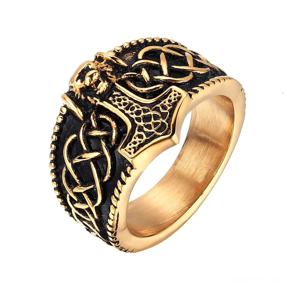 Wikinger Ring Mjölnir Nahaufnahme der Keltenknoten Gravur