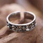 Wikinger Ring mit gravierten Runen, antik silber, offene verstellbare Variante