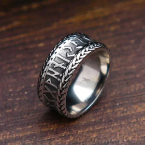 Wikinger Ring mit Odins Runen und keltischem Knoten aus Edelstahl