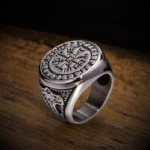 Wikinger Ring mit Vegvisir und Thors Hammer aus Edelstahl für Männer