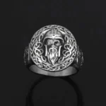 Wikinger Ring Odin mit Valknut Symbol aus rostfreiem Edelstahl, Seitenansicht