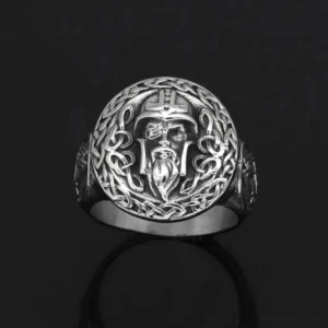 Wikinger Ring Odin mit Valknut Symbol aus rostfreiem Edelstahl, Seitenansicht