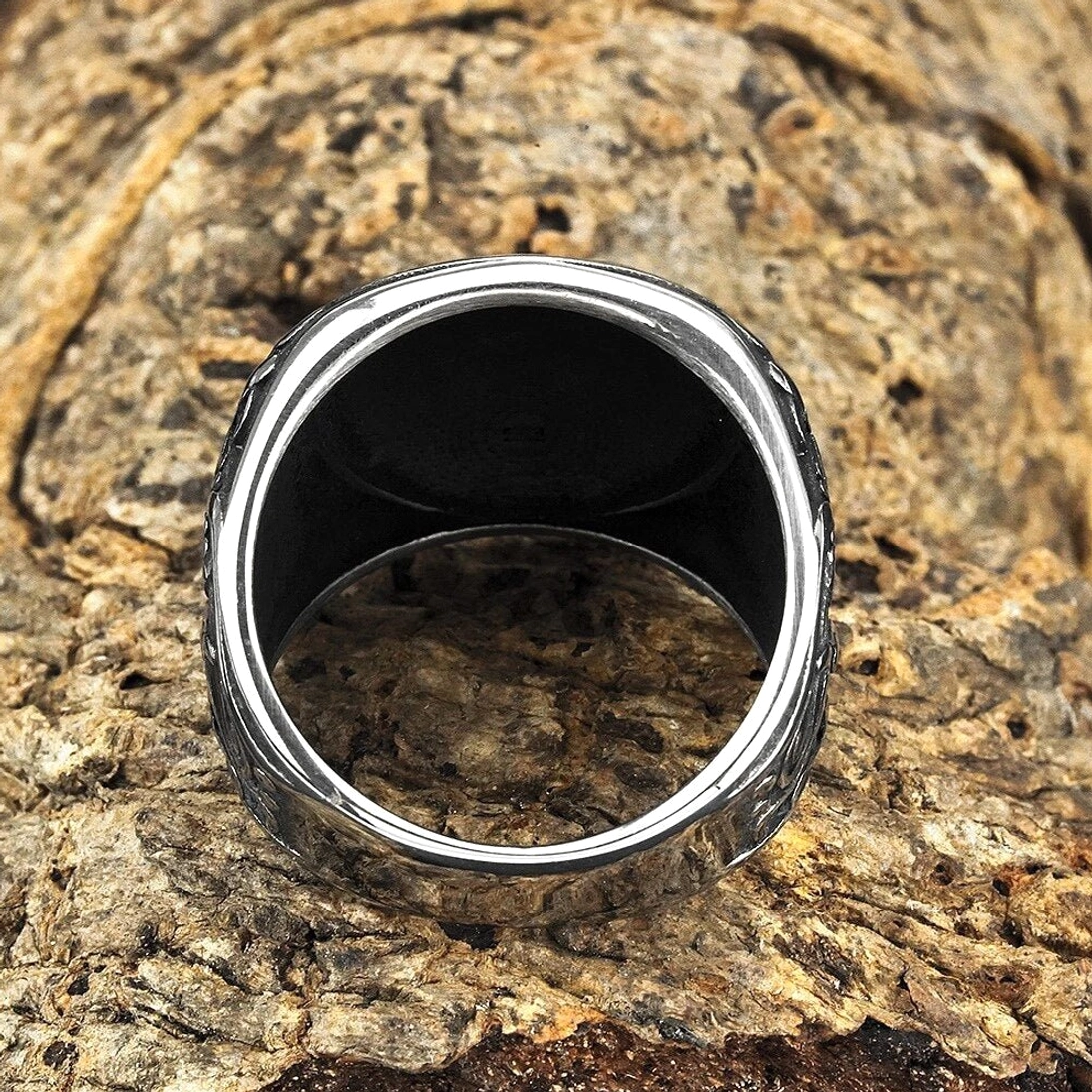 Wikinger Ring Odins Triskelion schwarze silber Optik für nordische Kultur Liebhaber