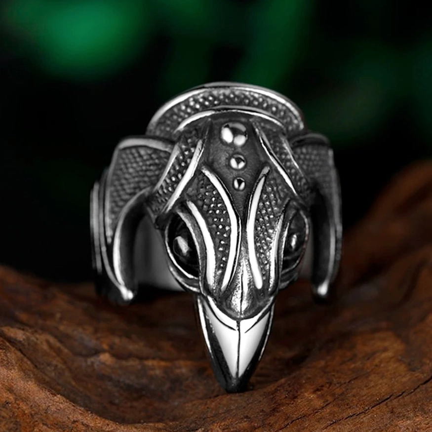 Wikinger Ring mit Raben Knot - Odins Amulett aus Edelstahl